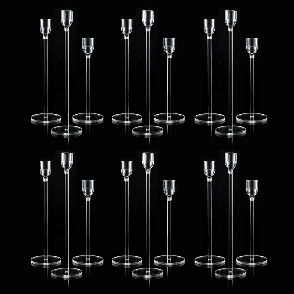 Vincidern 18pcs Acrylic Candle Holders Centerpieces for Table, Taper Candle Holder for Table Centerpieces, Wedding, Valentine, Dining Room Decorations, Clear Candlestick Holder Set