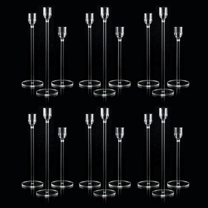 Vincidern 18pcs Acrylic Candle Holders Centerpieces for Table, Taper Candle Holder for Table Centerpieces, Wedding, Valentine, Dining Room Decorations, Clear Candlestick Holder Set