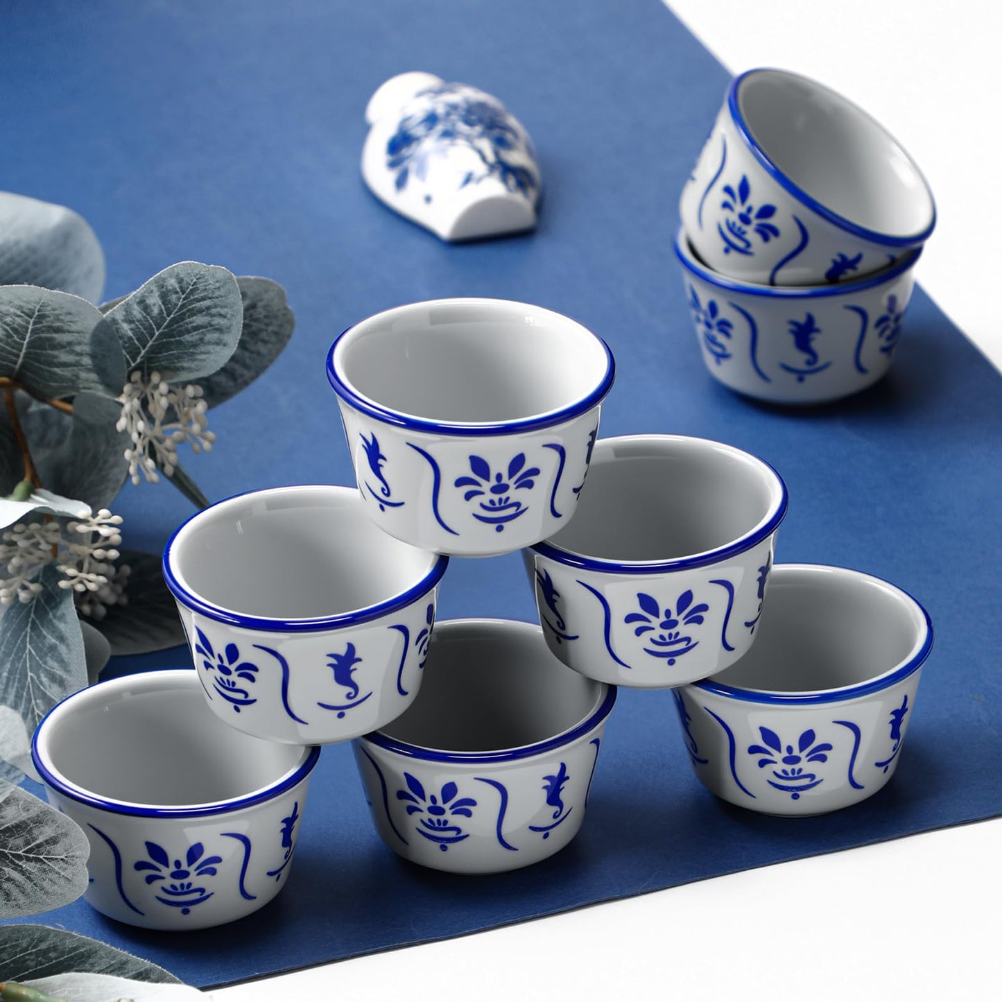 Teenyyou 20 Pcs Tealight Candle Holders Bulk Blue and White Votive Candle Holders Chinoiserie Ceramic Gifts for Wedding Table Centerpiece Decor