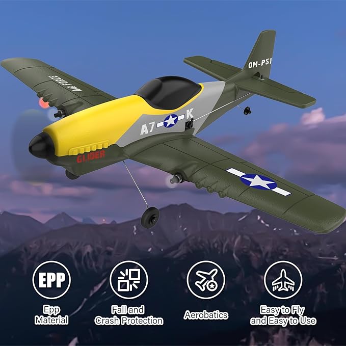 RC Plane3 Channel RC Jet Plane with 2.4GHz Remote Control 6-Axis Gyro Drone for Kids 8-12 &amp Adults Beginner-Friendly Outdoor Remote Control Airplane Rechargeable Battery Easy to Fly