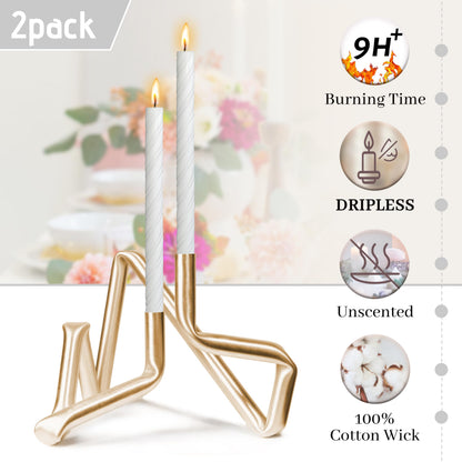 Dripless Twisted Taper Candles White Unscented Tall Candlesticks 10 Inch Smokeless Long Lasting Burn Candles Dinner Candle Sticks for Holiday Art Home Decor 2 Pcs