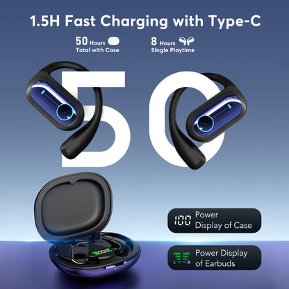 MOZC 168 Languages AI Live Translation Earbuds, 4-in-1 Smart Mode Bluetooth 5.4 Touch Screen Earphones Real-Time Headphones Translator, Fit iOS and Android Ideal for Business and Learning, Deep Blue