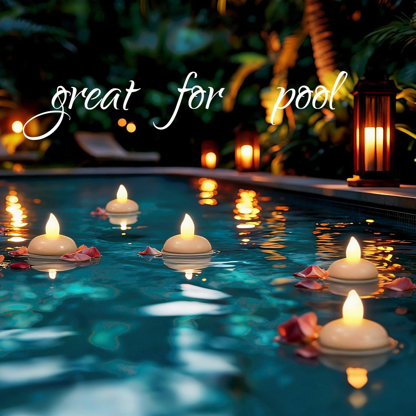 Qazcnd 24 Pack Flameless Floating Candles and Floating Artificial Flower Led Battery Operated Waterproof Tea Lights for Vases Centerpieces at Wedding, Party, Pool Decor Pink