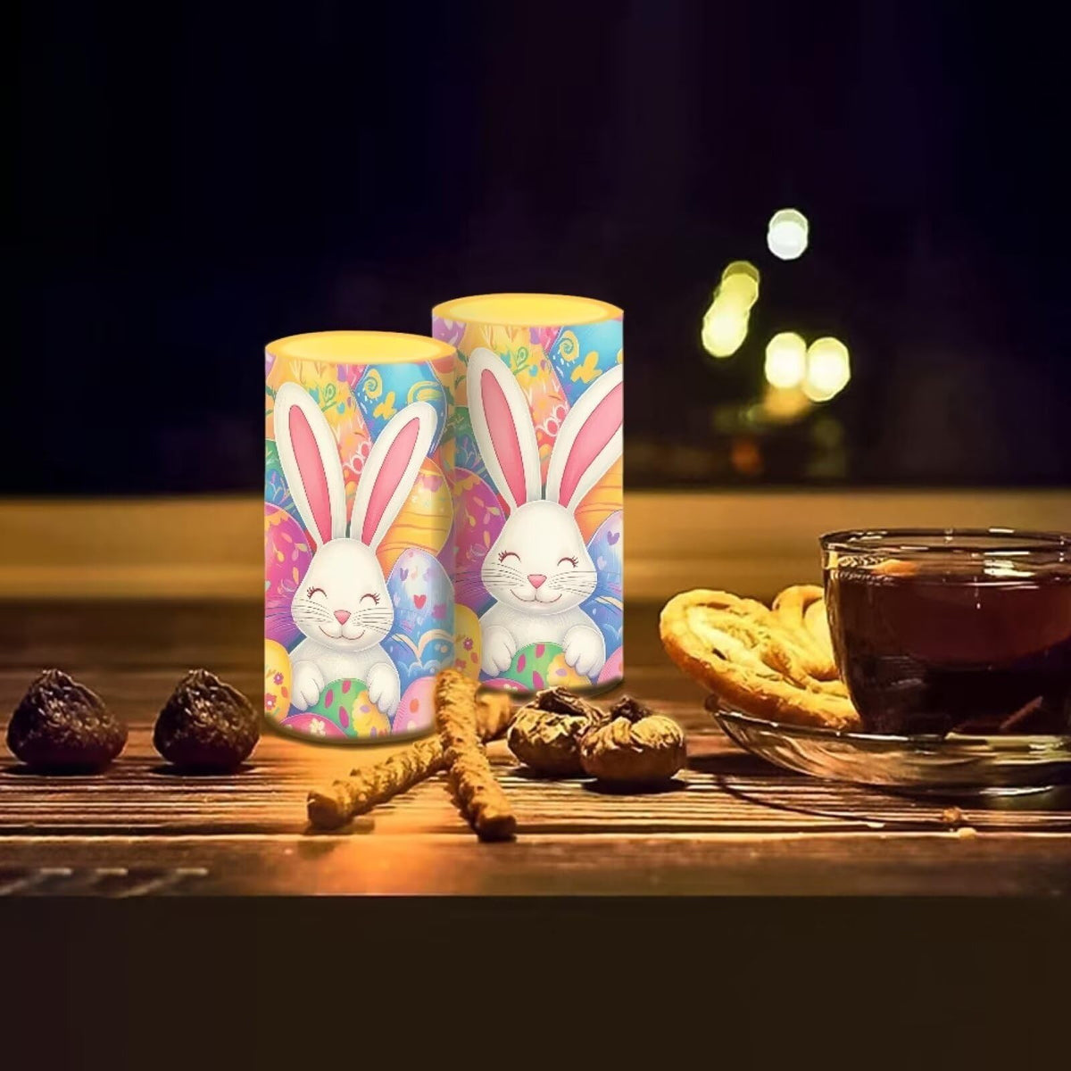 Luarisgur Easter Decorations Indoor Candles Rabbit Eggs Flameless Candles with Remote and Timer 2 Pack Battery Operated Easter Themed LED Candles for Festival Gift Home Room Decor