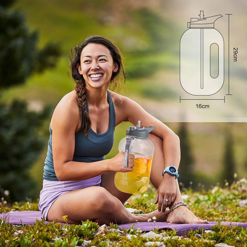 XBOTTLE 1 Gallon BPA Free Tritan Plastic Water Bottle with Straw & Chug Lid for Sports Camping