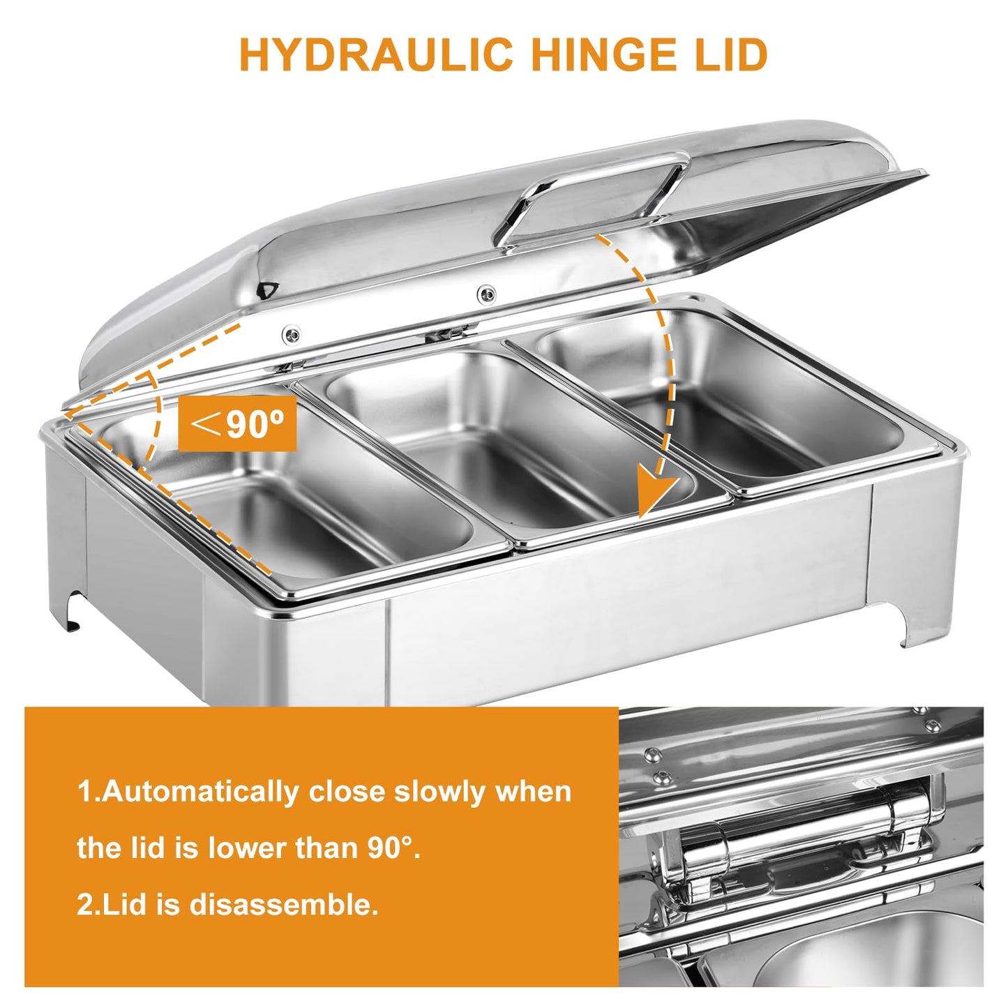 YMJOINMX Electric Chafing Dishes Buffet Set 3 Pan 9.5 Quart Food Servers and Warmers with Cover Adjustable Temperature Stainless Steel Warming Tray Set