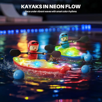SYMA RC Boats 2 Pack for Kids 6-12 Remote Control Kayaks with Magnetic Dolphin Nose &amp 3 Balls Up to 40 Min Playtime LED Light Up Water Toys for Pool Water Table &amp Bathtub