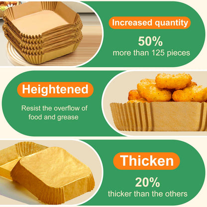 250 Pcs Air Fryer Liners Disposable 8 Inch,Non-Stick Oil-Resistant Air Fryer Paper Liners for 5–8 QT Baskets, Parchment Paper Liners for Air Fryer, Oven, and Microwave Use (Square)