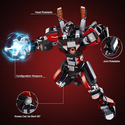 HIGH GODO Wanderer Mech Building Blocks Set for AdultsDark Robot Model Building Kit with 2 Multiple Weapons 585 Pieces Creative Collectible Gift for Teens 14+