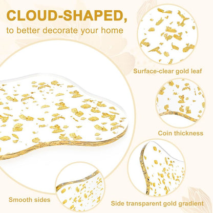 Sweet Elegance Set of 4 Acrylic Gold Foil Coasters Waterproof, Non-Slip, Durable Cup Mats for Home, Party, and Festival Decorate Drop Shape Table Ornamen