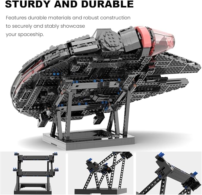 Display Stand for Lego Millennium Falcon 75389 75257 Upgraded Bracket for The Dark Falcon 75389 Strong Construction Stand Building Set with Clearer Instructions for Fans Adults Kids