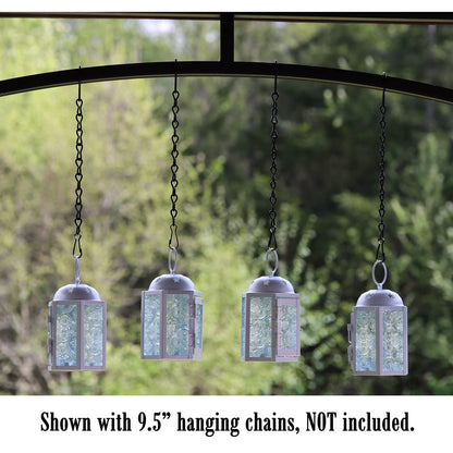 VELA LANTERNS Mini Moroccan Tea Light Candle Holder Lanterns – 4.25" Small Decorative Lantern for Table or Hanging, Metal with Glass Panels – Ramadan, Wedding, Home Decor, Matte White (Set of 4)