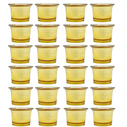Hosley Set of 24 Metallic Gold Finish Glass Candle Tealight Holders Elevate Your Space with Elegant Decor and Timeless Ambiance