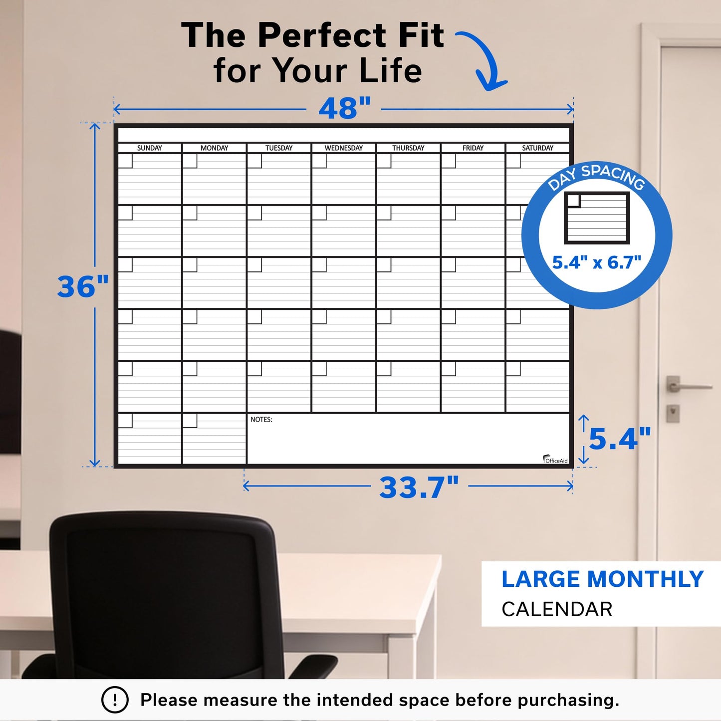 2 PK Large Dry Erase Calendar for Wall | 36x48 | Large Wall Calendar Dry Erase Monthly | 1M 17x26, 24x36, 3M 40x17, 12M 45x55 | Dry Erase Calendar Board for Wall | Whiteboard Calendar | Calendar Whiteboard
