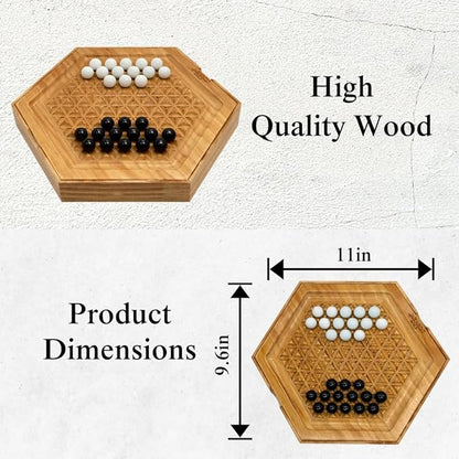Abalone Board Game Marble Strategy Game Solid Wooden Game with 28 Marbles 2 Player Games Abalone Game Marble Chess Game Intellectual Chess Board Game Strategy Games for Adults