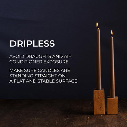 CANDWAX 10 inch Candlesticks - Set of 12 Dripless Tapered Candles - Brown Candles for Home Decor