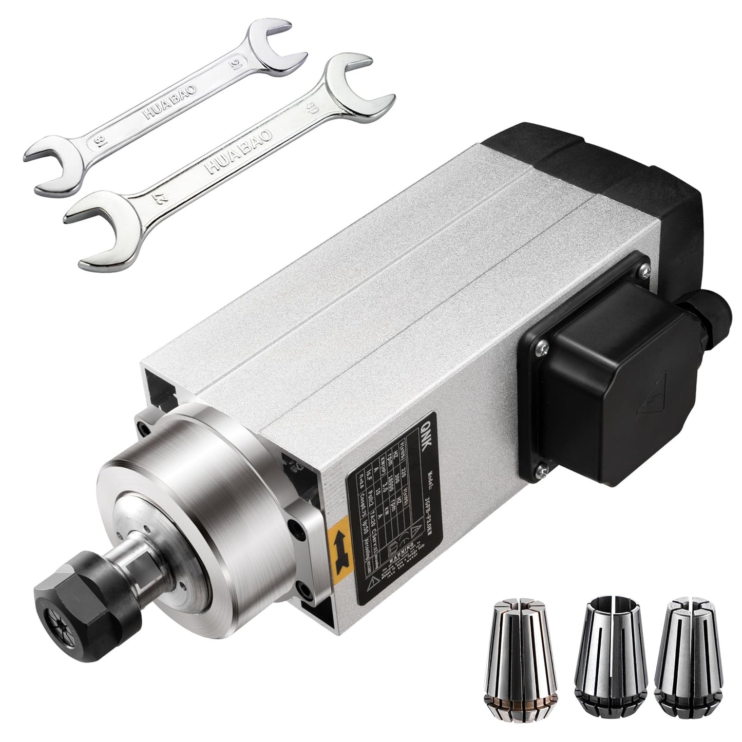 QNK CNC Spindle Motor, 3KW Air Cooled Spindle Motor 220V ER20 18000RPM, High Speed 10A 300Hz Air Cooled Round for CNC Router Engraver Milling Machine