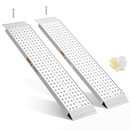 gardhom Aluminum Shed Ramp 55x11inch, 2PCS Riding Mower Ramps 3000lbs/Pair Capacity for Curb Steps Stairs Dirt Bike Motorcycle Lawn Mower Snow Blower Loading Ramps
