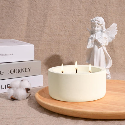 Viyffo 20oz Large Scented Candle – Vanilla Fragrance, 3 Wick Non Toxic Soy Candle, Ivory White Ceramic Jar, Luxury Home Fragrance, Elegant Spring Décor & Premium Birthday Gift