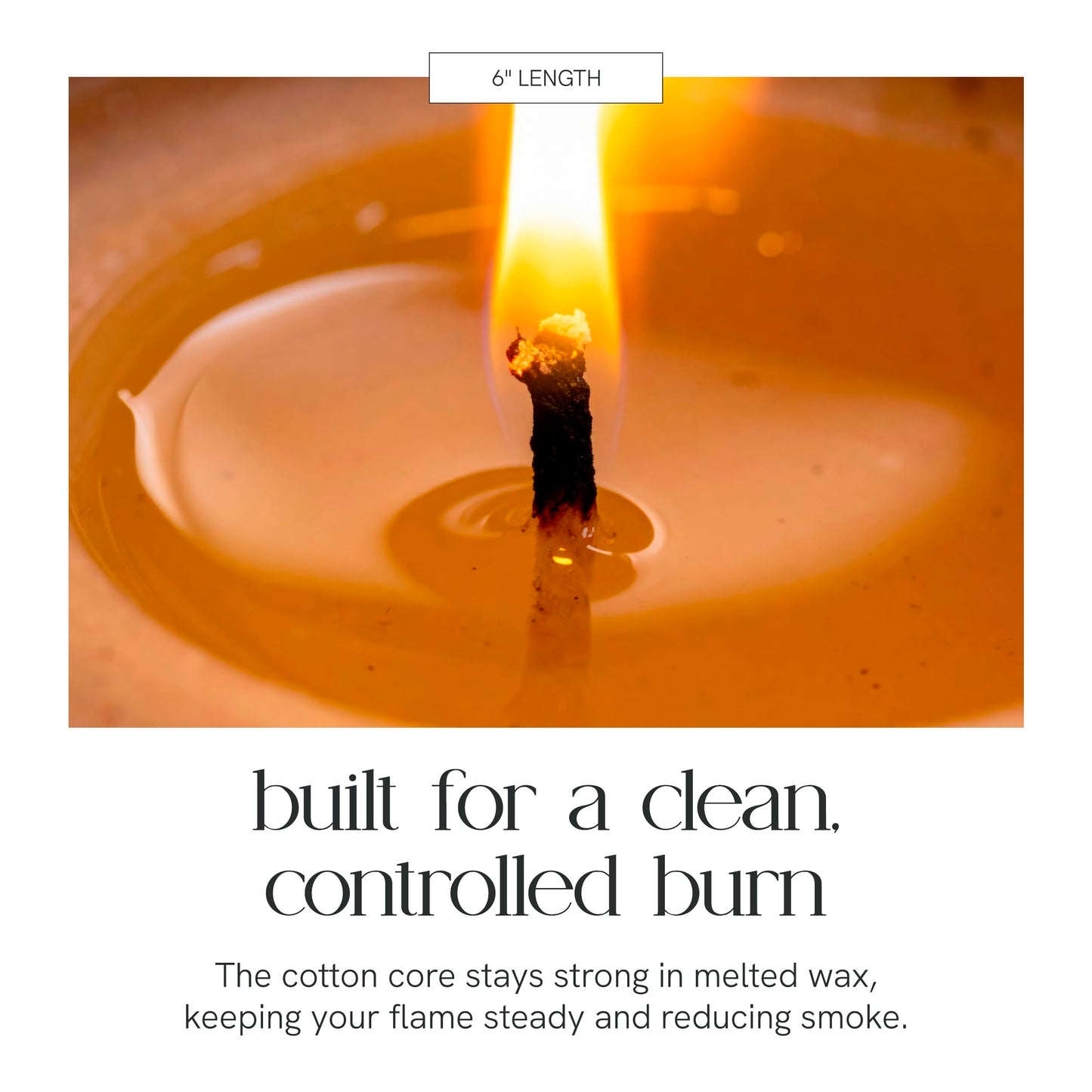 EAP Innovations Cotton Core Candle Making Wicks 6", Ideal for Votives, Pillars, and Containers, All-Fiber Wicks for Candle Making, Steady and Clean Burn, Size 34-40C, Pack of 100