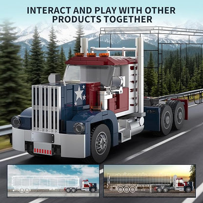 HIGH GODO Semi Truck Building Set MOC City Road Tow Truck Model Kit Build and Display Technology Trailer Set Toy Gift for Teens Adults 12+ (269PCS)