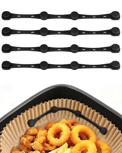 Air Fryer Magnets for Parchment Paper, 4Pcs Non-Segmented Design Air Fryer Accessories Locks Liner Magnet Silicone Buckle for Holding Down Disposable Safely, Prevent Covering Food＆Paper to Burn