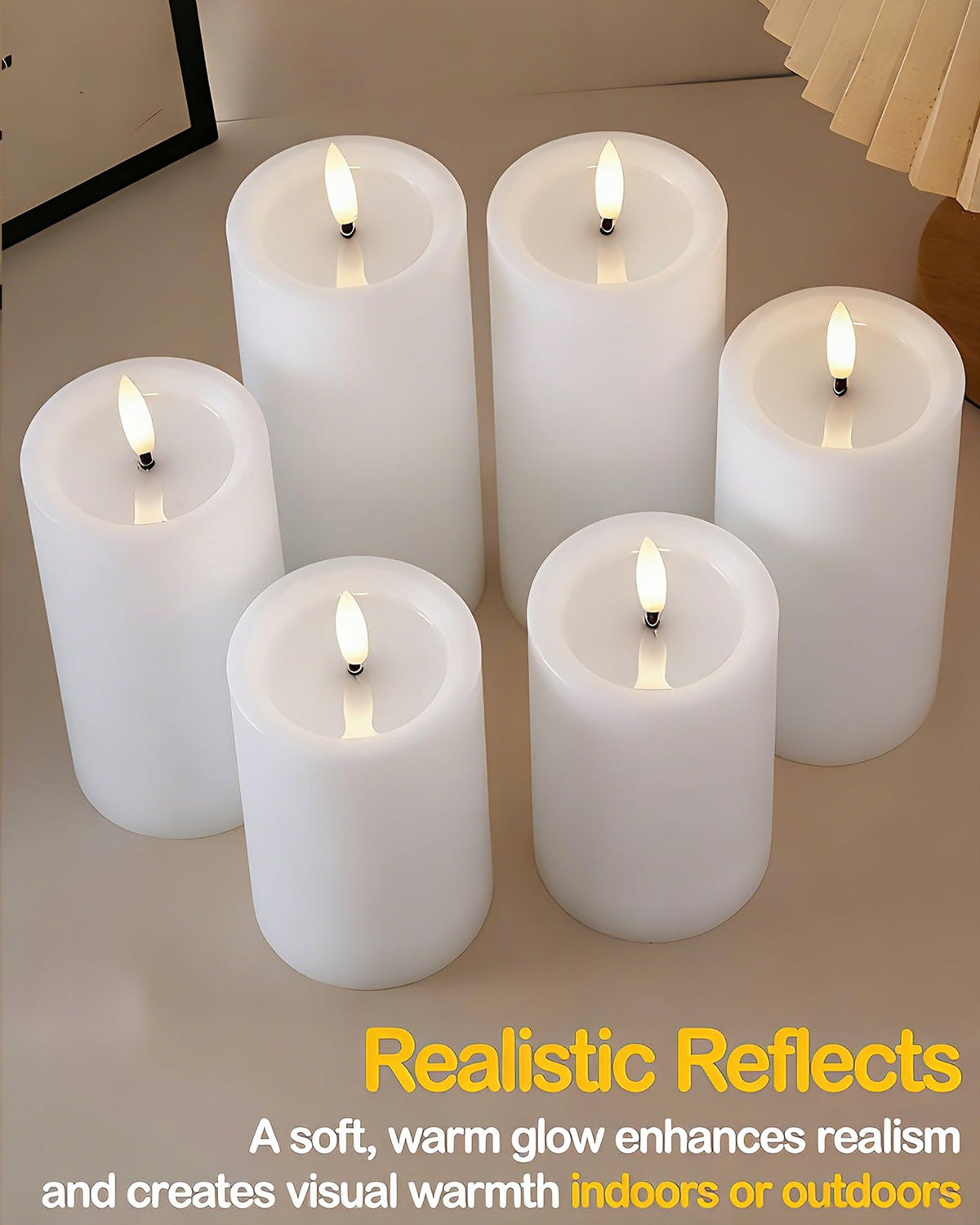 Gmnee 3"x4" Outdoor Waterproof Flameless Candles with Remote and Timers, LED Candles, Battery Operated Candles, Electric Fake Pillar Candles for Patio, Porch, and Lanterns Decor (White, Plastic)