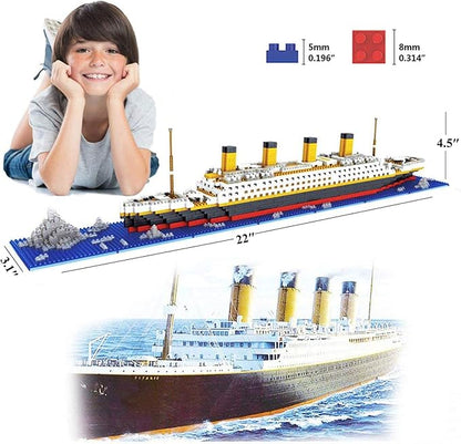 Titanic Ship Model Building Block Set 3D Puzzle Sets DIY Educational Toys Bricks Toy with 1860Pcs Micro Mini Blocks Ideal Gift for Kids and Adults