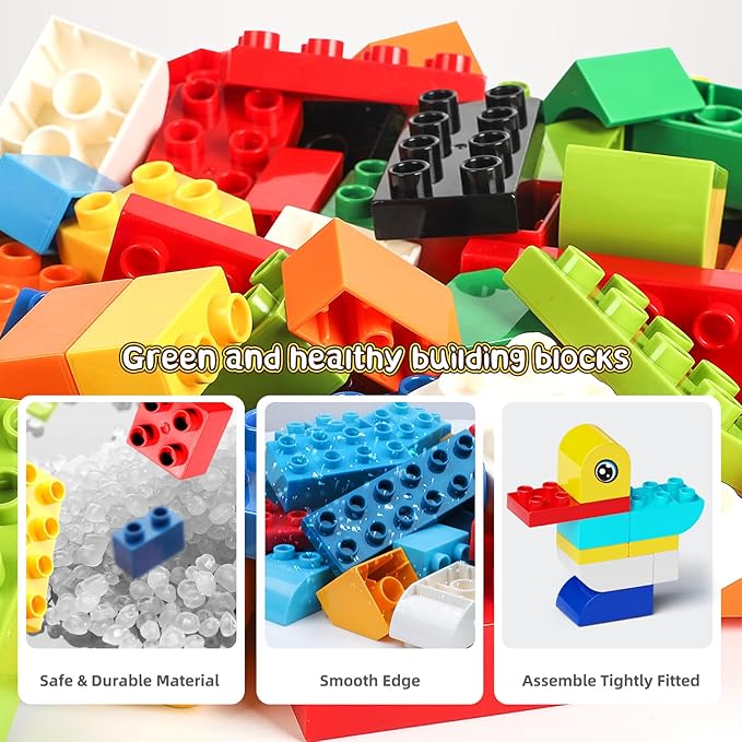 burgkidz Animal Building Toys for Toddlers 3-5 Jumbo 135Pcs Building Blocks Creative Take Apart Puzzle with Storage Bucket Compatible with Major Brands Preschool Birthday Gift for Boys Girls