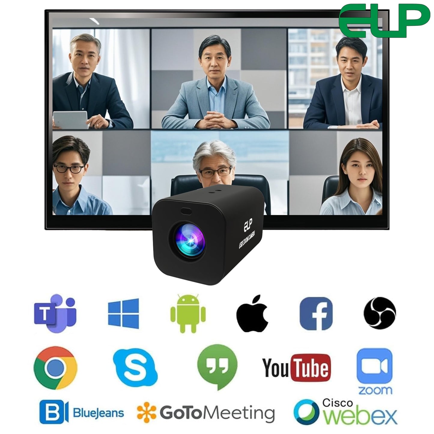 ELP 21X Zoom 4K 30fps USB Camera 1080P 60fps HDMI USB Webcam Autofocus Manual Focus PC Web Cam H.265 H.264 High Speed Web_Camera for Church Streaming Video Conference (21X Zoom)