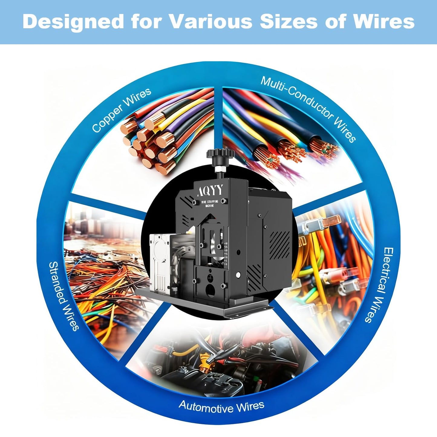 AQYY Electric Wire Stripper Machine, 0.06"-1.18" Automatic Wire Stripping Machine, Wire Stripping Tool for 1.5-25 mm Scrap Wire, Copper Wire Stripper Power Tool for Leftover Cable Recycling