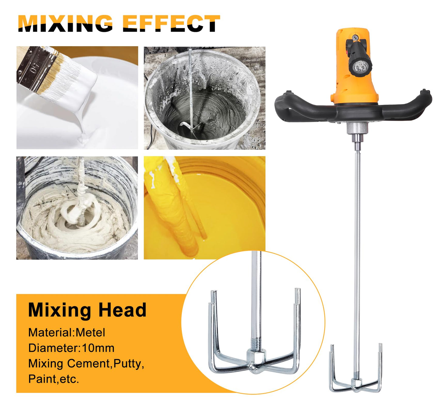 Meticuloso Concrete Trowel with Extension Rod, Concrete Mixer, Wall Smoothing Polishing Machine, 80-200RPM 1680W Electric Plaster Mortar Cement Putty Trowel