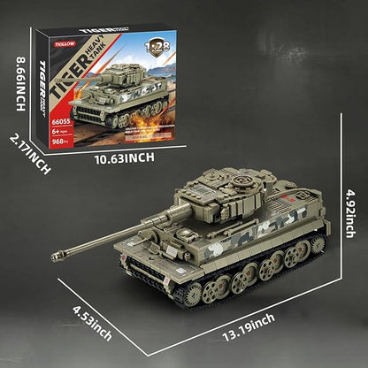 WW2 1:28 Tiger Tank Sets Military Building Toy Compatible with LegoCreate a German Tiger Tank Building Block Great Army Models Kits for BoysKids and Adults Age 6-14 (Taupe)