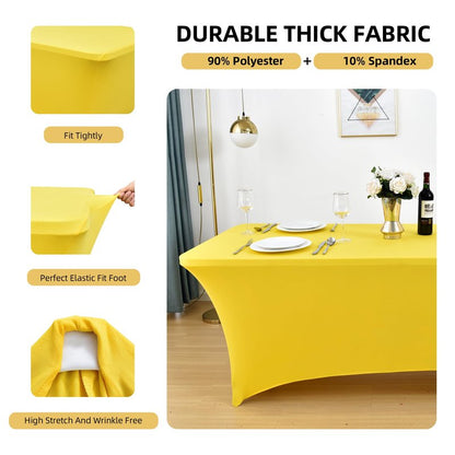 ZarzaaSik 10-Pack 6ft Spandex Table Covers for Rectangle Standard Folding Tables - Wrinkle Resistant Stretch Tablecloths - Ultimate Fitted Table Protector for Parties, Banquet, Wedding