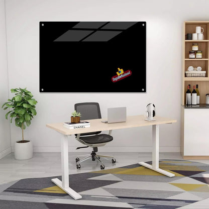 Magnetic Glass Black Board 48"x36" Glass Dry Erase Blackboard Tempered Glass Whiteboard Wall Mounted for Office School Home (Black)