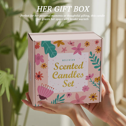 Molensun 4 Pack Candles for Home Scented, 28 oz Long Lasting Candles, Soy Candle Set Gift for Women - Lavender Thyme/Lemon Eucalyptus/Sage &Citrus/Vanilla Cupcake