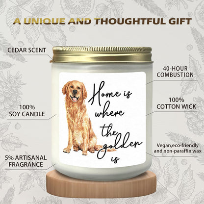 CIOJUNE Golden Retriever Dog Candle Gifts for Women, Gift for Retriever Lovers, Home is Where The Golden is Cedar Scented Candles