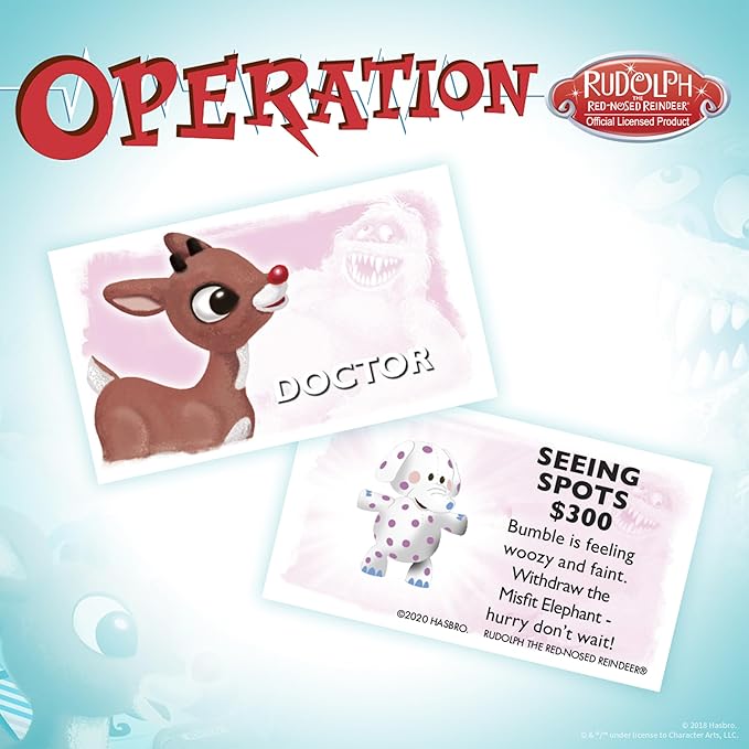 Operation Rudolph The Red Nosed Reindeer | Classic Electronic Board Game | Featuring Bumble The Abominable Snow Monster | Island of Misfit Toys from The Claymation Film