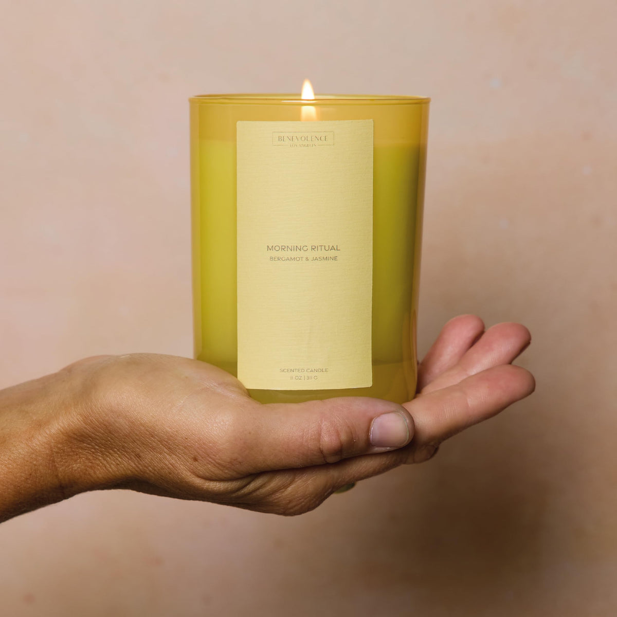 Bergamot & Jasmine Scented Candle | 11oz, 60 Hour Burn | Natural Soy Wax, Cotton Wick | Soy Scented Candles for Home | Benevolence LA Sun-Kissed Collection - Morning Ritual