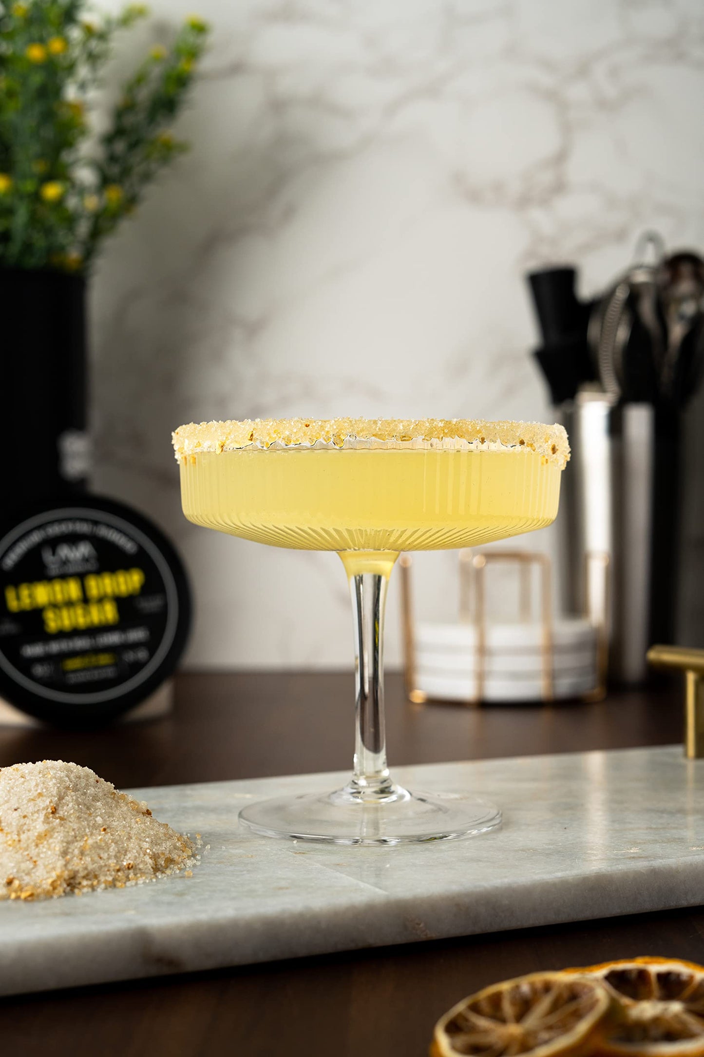 LAVA Premium Lemon Drop Sugar Cocktail Rimmer, All Natural Rimmer Sugar, Sweet & Sour, Real Lemons, Pure Cane Sugar, No Silicon Dioxide, with Easy Screw-On Lid - 5oz