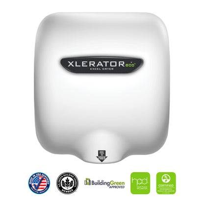 XLERATOReco XL-BW-ECO 1.1N High Speed Commercial Hand Dryer, Excel Dryer, White Thermoset Cover, Automatic Sensor, Surface Mount, Noise Reduction Nozzle, LEED Credits, No Heat 4.5 Amps 110/120V