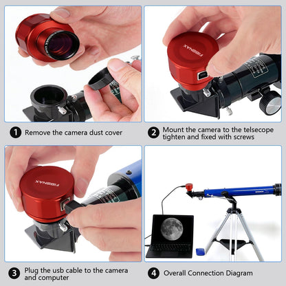 FIBONAX Telescope Camera 4K, 8MP USB Astronomy Camera, 1.25 Inch Electronic Eyepiece with Removable IR Cut Filter, ASCOM Driver Support, UVC Plug and Play for Lunar Planetary Imaging