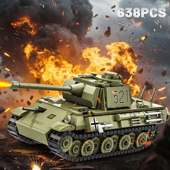 Panther Tank Building Set Compatible with Lego Military Tank WW2 Army Toys Historical Collection Model for Military Fans Gifts for Teens Kids Boys 8-14 (638PCS)