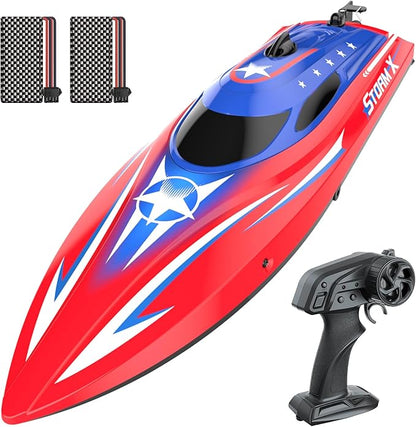 HOLYFUN Full Proportional Remote Control Boat for Kids &amp Adults 20MPH+ High-Speed Waterproof RC Boat 2 Battery(30 Mins) 2.4GHz Racing Boats Toy for Water Pool &amp Lake