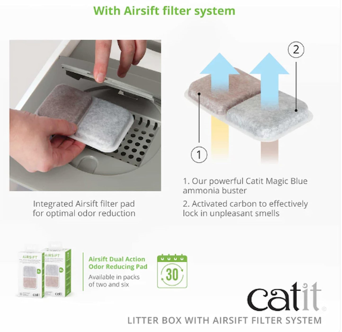 Catit Airsift Jumbo Hooded Litter Pan, Warm Gray/White - Privacy and Easy Access for Cleaning - Ideal for Larger or Multiple Cat Households