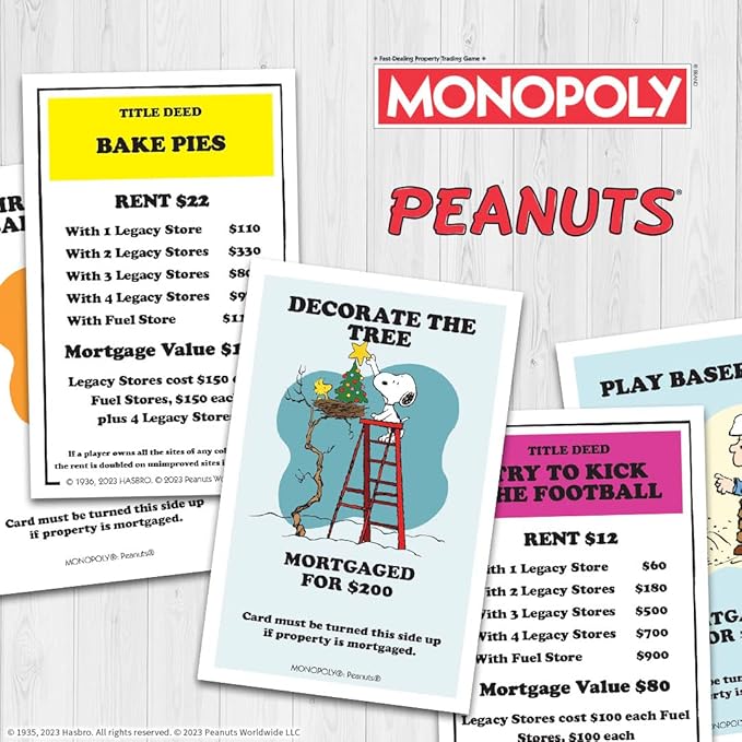 Monopoly Peanuts Board Game Play as Snoopy on Sled Baseball Cap Kite Eating Tree &amp More Officially Licensed and Collectible Monopoly Game Based On The Famous Comic Strip Peanuts
