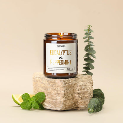 AOOVOO Eucalyptus Mint Candles - 9 oz Scented Candles, Aromatherapy Candle, Soy Candle for Home Scented