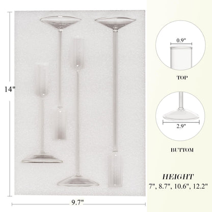 Willceka Candle Holder, Glass Taper Candle Tall Candlestick Holder, 4 Different Heights, for Table Centerpiece, Wedding, Party, Clear, 4pcs
