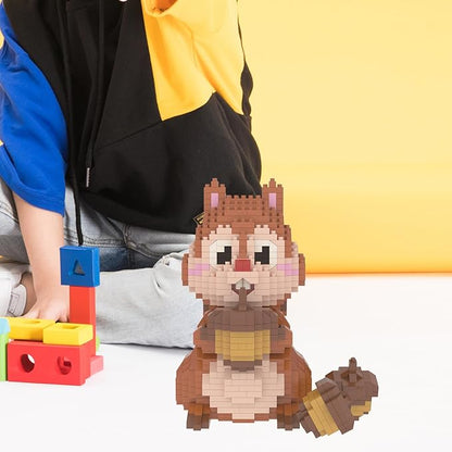 Larcele Animal Series Micro Building Blocks Animal Set DIY Mini 3D Building Toy Bricks Kit1449 Pieces KLJM-07 (Squirrel)
