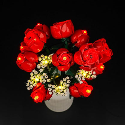 VONADO Light Kit Compatible with Lego-Bouquet-of-Roses-10328 Flowers Icons (Lights Only No Models) Creative LED Lighting Set Compatible with Lego 10328 Valentines Roses Bouquet Building Set